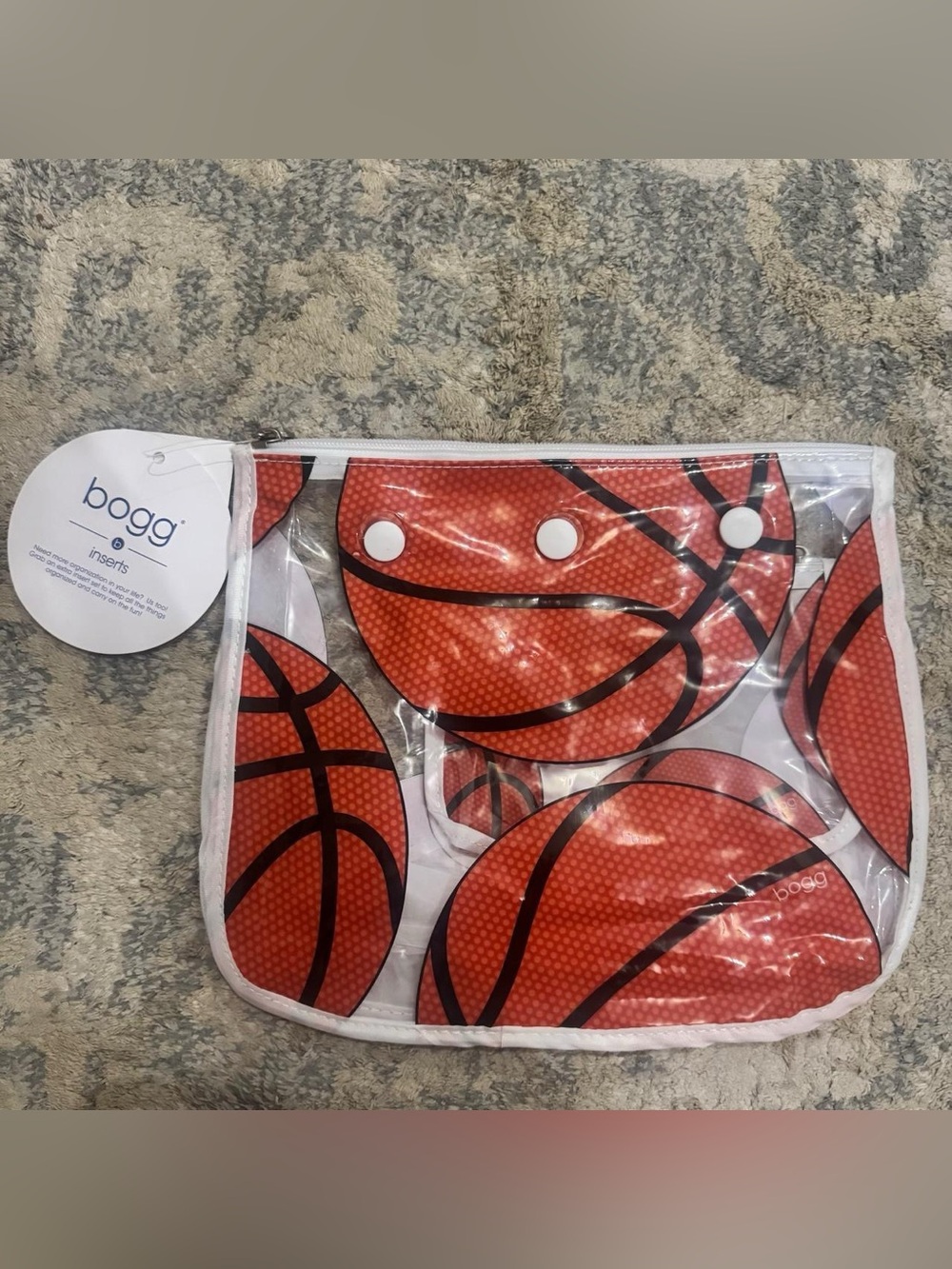 Bogg Clear Basketball Print Decorative Inserts Pouch - New